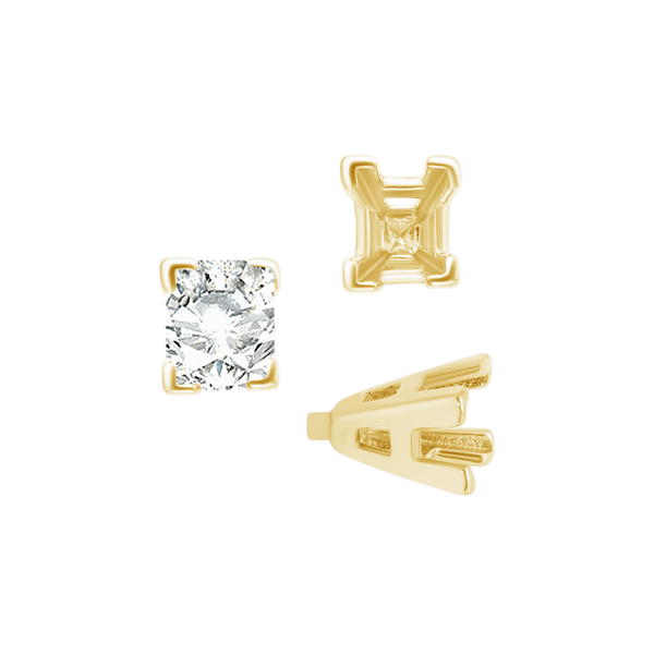 ITI NYC V-End Emerald Shape Solitaire Settings With Peg in 14K Gold (4.50 x 3.50 mm - 8.50 x 7.00 mm)