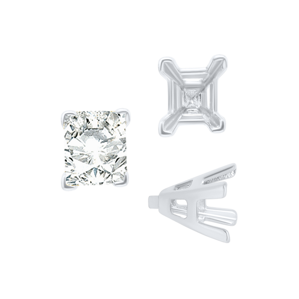 ITI NYC V-End Emerald Shape Solitaire Settings With Peg in Sterling Silver (4.50 x 3.50 mm - 8.50 x 7.00 mm)