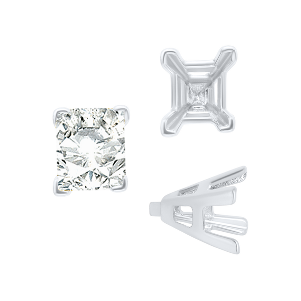 ITI NYC V-End Emerald Shape Solitaire Settings With Peg in Sterling Silver (4.50 x 3.50 mm - 8.50 x 7.00 mm)