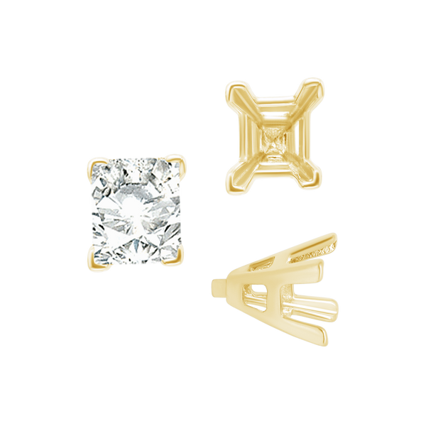 ITI NYC V-End Emerald Shape Solitaire Settings With Peg in 14K Gold (4.50 x 3.50 mm - 8.50 x 7.00 mm)