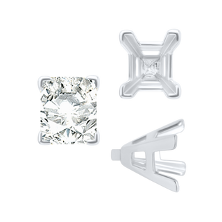 ITI NYC V-End Emerald Shape Solitaire Settings With Peg in Sterling Silver (4.50 x 3.50 mm - 8.50 x 7.00 mm)