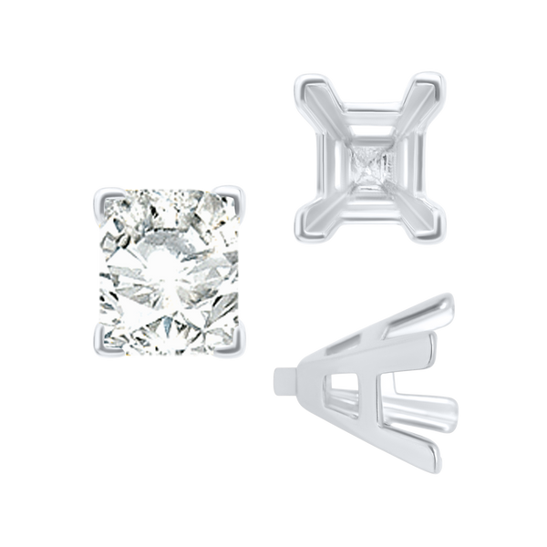 ITI NYC V-End Emerald Shape Solitaire Settings With Peg in Sterling Silver (4.50 x 3.50 mm - 8.50 x 7.00 mm)