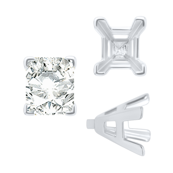 ITI NYC V-End Emerald Shape Solitaire Settings With Peg in Sterling Silver (4.50 x 3.50 mm - 8.50 x 7.00 mm)