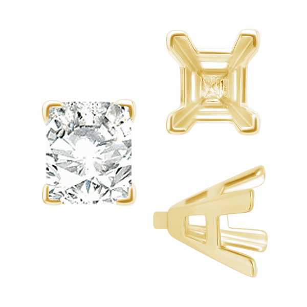 ITI NYC V-End Emerald Shape Solitaire Settings With Peg in 14K Gold (4.50 x 3.50 mm - 8.50 x 7.00 mm)