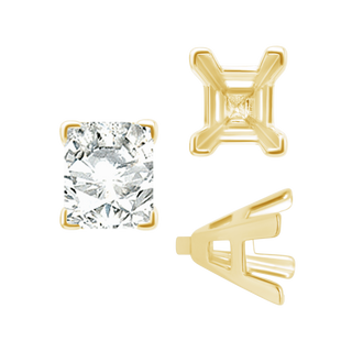 ITI NYC V-End Emerald Shape Solitaire Settings With Peg in 14K Gold (4.50 x 3.50 mm - 8.50 x 7.00 mm)