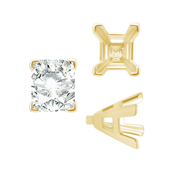 ITI NYC V-End Emerald Shape Solitaire Settings With Peg in 14K Gold (4.50 x 3.50 mm - 8.50 x 7.00 mm)