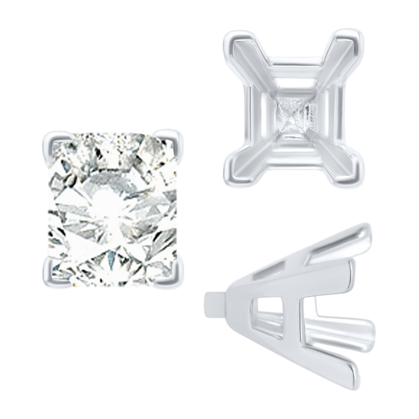 ITI NYC V-End Emerald Shape Solitaire Settings With Peg in Sterling Silver (4.50 x 3.50 mm - 8.50 x 7.00 mm)