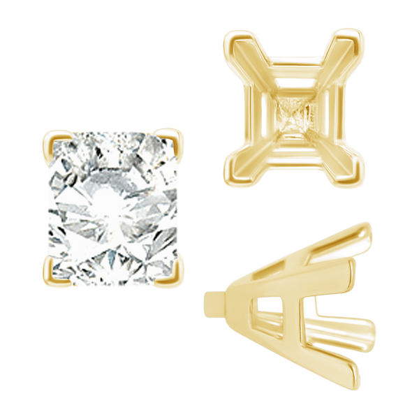 ITI NYC V-End Emerald Shape Solitaire Settings With Peg in 14K Gold (4.50 x 3.50 mm - 8.50 x 7.00 mm)
