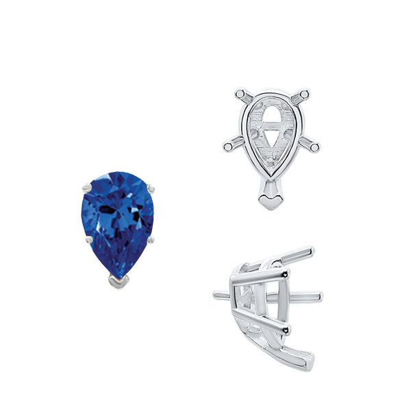 ITI NYC V-End Pear Shape Solitaire Settings With Peg in Sterling Silver (5.00 x 3.00 mm - 14.00 x 9.00 mm)