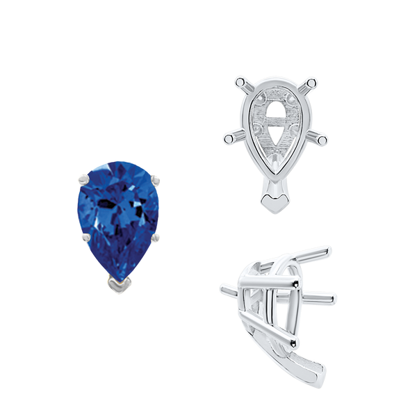 ITI NYC V-End Pear Shape Solitaire Settings With Peg in Sterling Silver (5.00 x 3.00 mm - 14.00 x 9.00 mm)