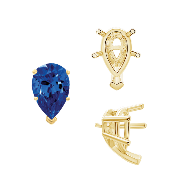 ITI NYC V-End Pear Shape Solitaire Settings With Peg in 14K Gold (5.00 x 3.00 mm - 15.00 x 9.00 mm)