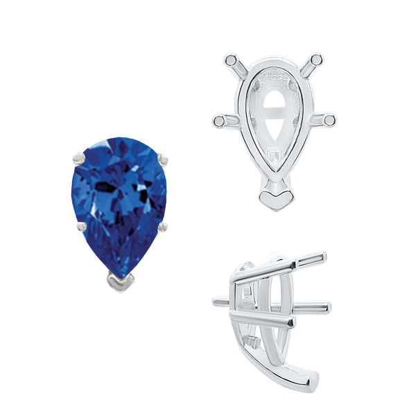 ITI NYC V-End Pear Shape Solitaire Settings With Peg in Sterling Silver (5.00 x 3.00 mm - 14.00 x 9.00 mm)
