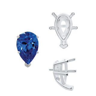 ITI NYC V-End Pear Shape Solitaire Settings With Peg in Sterling Silver (5.00 x 3.00 mm - 14.00 x 9.00 mm)