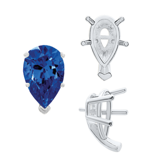 ITI NYC V-End Pear Shape Solitaire Settings With Peg in Sterling Silver (5.00 x 3.00 mm - 15.00 x 9.00 mm)