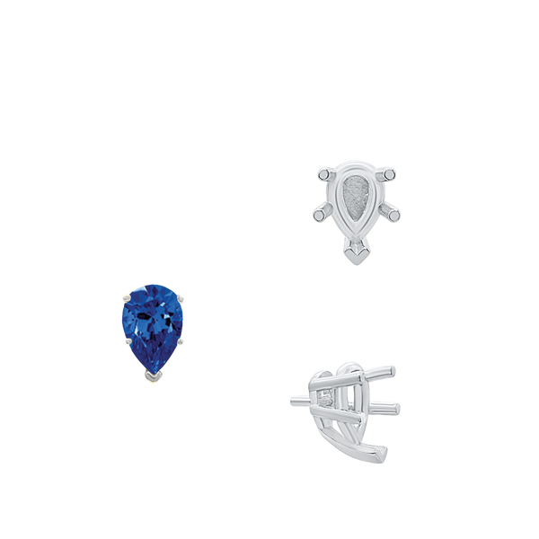 ITI NYC V-End Pear Shape Solitaire Settings With Peg in Sterling Silver (5.00 x 3.00 mm - 14.00 x 9.00 mm)