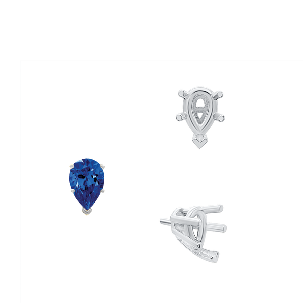 ITI NYC V-End Pear Shape Solitaire Settings With Peg in Sterling Silver (5.00 x 3.00 mm - 15.00 x 9.00 mm)