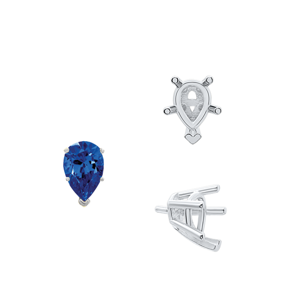ITI NYC V-End Pear Shape Solitaire Settings With Peg in Sterling Silver (5.00 x 3.00 mm - 14.00 x 9.00 mm)