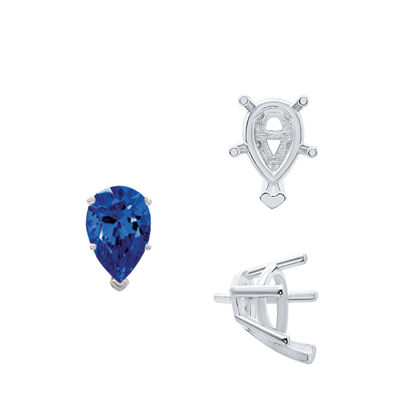 ITI NYC V-End Pear Shape Solitaire Settings With Peg in Sterling Silver (5.00 x 3.00 mm - 14.00 x 9.00 mm)