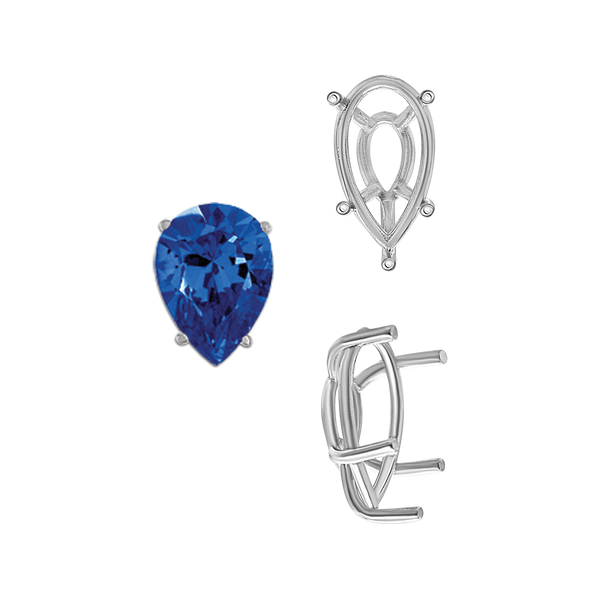 ITI NYC Five Prong Pear Shape Tapered Base Wire Basket Settings in 14K Gold (5.00 x 3.00 mm - 19.00 x 13.00 mm)