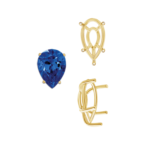 ITI NYC Five Prong Pear Shape Tapered Base Wire Basket Settings in 14K Gold (5.00 x 3.00 mm - 19.00 x 13.00 mm)