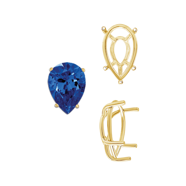 ITI NYC Five Prong Pear Shape Tapered Base Wire Basket Settings in 14K Gold (5.00 x 3.00 mm - 19.00 x 13.00 mm)