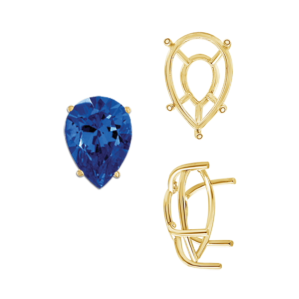 ITI NYC Five Prong Pear Shape Tapered Base Wire Basket Settings in 14K Gold (5.00 x 3.00 mm - 19.00 x 13.00 mm)