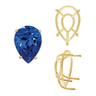 ITI NYC Five Prong Pear Shape Tapered Base Wire Basket Settings in 14K Gold (5.00 x 3.00 mm - 19.00 x 13.00 mm)