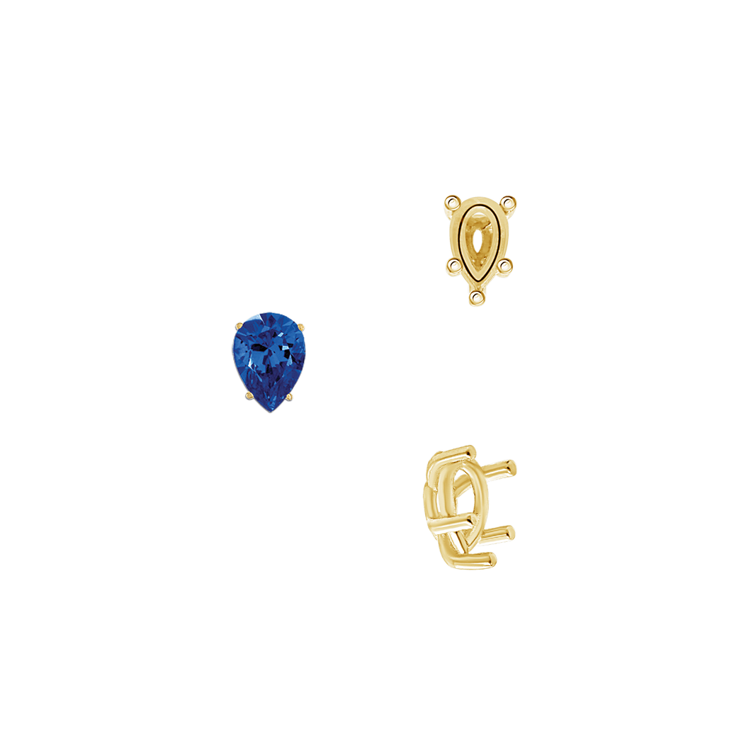 ITI NYC Five Prong Pear Shape Tapered Base Wire Basket Settings in 14K Gold (5.00 x 3.00 mm - 19.00 x 13.00 mm)