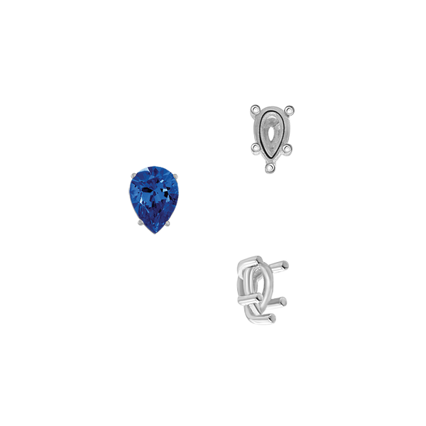 ITI NYC Five Prong Pear Shape Tapered Base Wire Basket Settings Sterling Silver (5.00 x 3.00 mm - 19.00 x 13.00 mm)