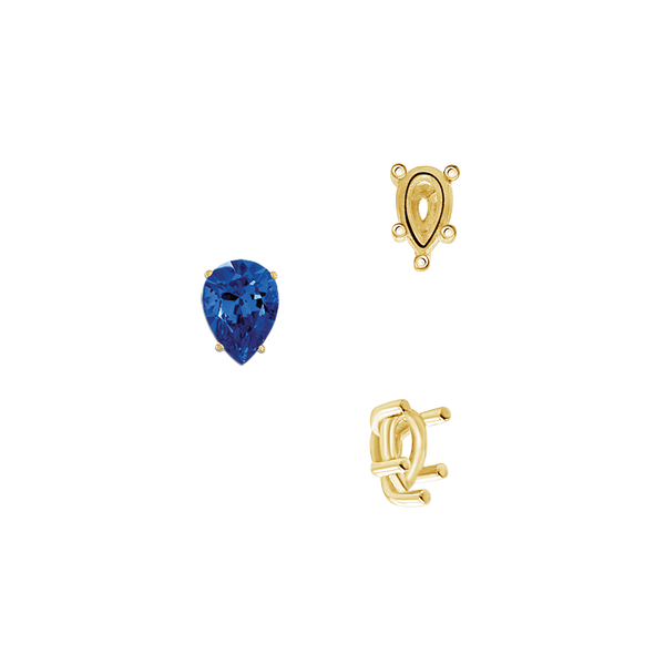 ITI NYC Five Prong Pear Shape Tapered Base Wire Basket Settings in 14K Gold (5.00 x 3.00 mm - 19.00 x 13.00 mm)