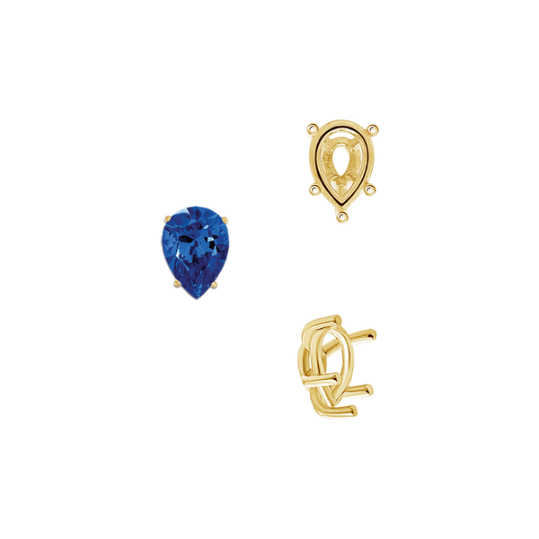 ITI NYC Five Prong Pear Shape Tapered Base Wire Basket Settings in 14K Gold (5.00 x 3.00 mm - 19.00 x 13.00 mm)