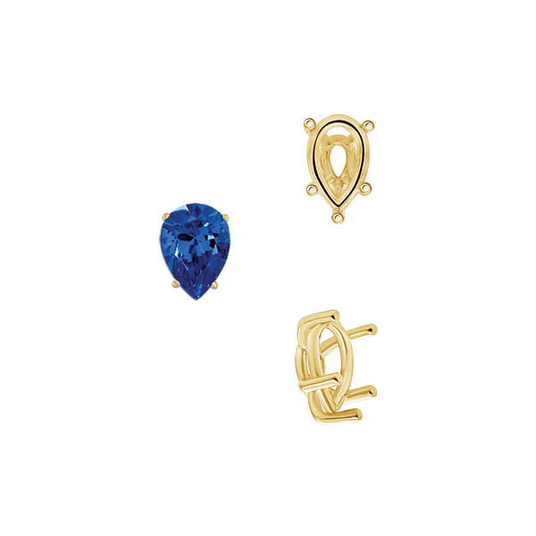 ITI NYC Five Prong Pear Shape Tapered Base Wire Basket Settings in 14K Gold (5.00 x 3.00 mm - 19.00 x 13.00 mm)