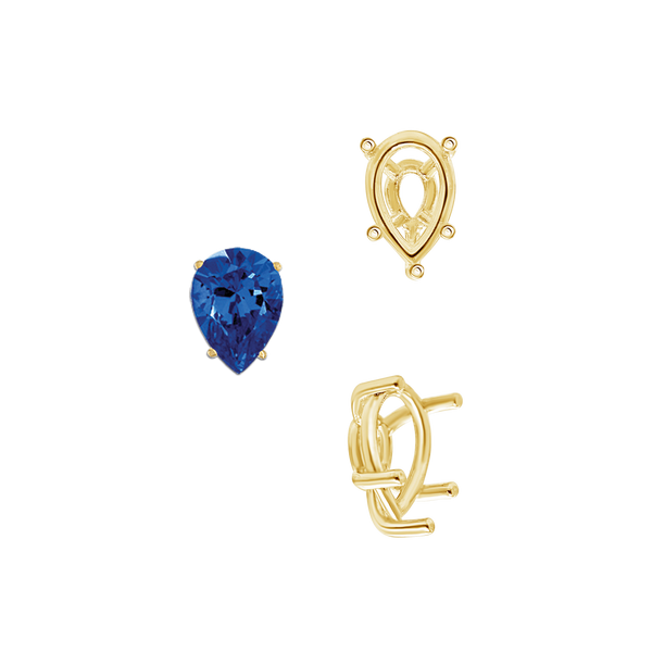 ITI NYC Five Prong Pear Shape Tapered Base Wire Basket Settings in 14K Gold (5.00 x 3.00 mm - 19.00 x 13.00 mm)