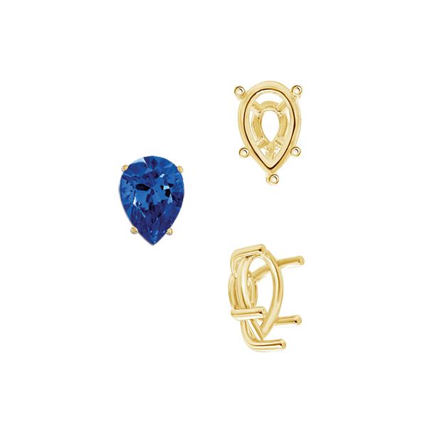 ITI NYC Five Prong Pear Shape Tapered Base Wire Basket Settings in 14K Gold (5.00 x 3.00 mm - 19.00 x 13.00 mm)