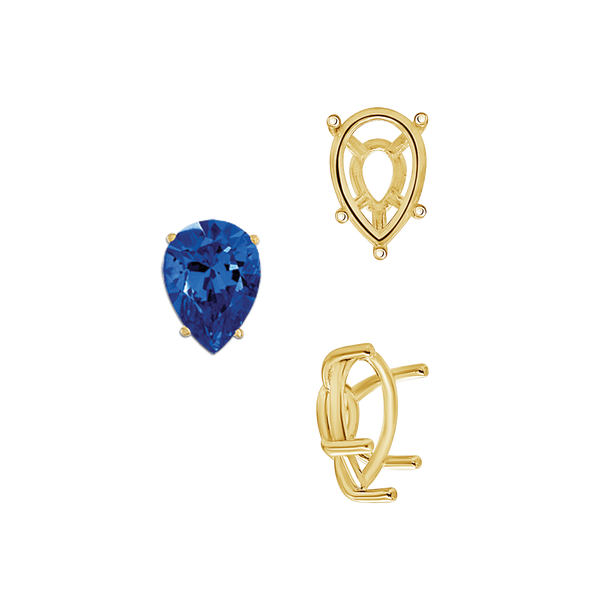 ITI NYC Five Prong Pear Shape Tapered Base Wire Basket Settings in 14K Gold (5.00 x 3.00 mm - 19.00 x 13.00 mm)