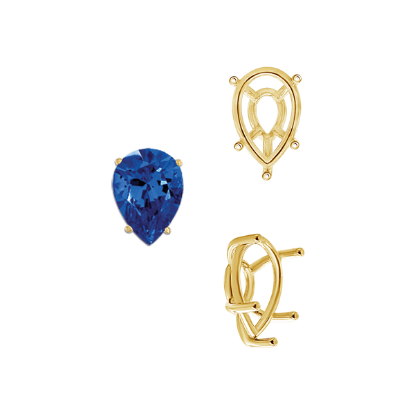 ITI NYC Five Prong Pear Shape Tapered Base Wire Basket Settings in 14K Gold (5.00 x 3.00 mm - 19.00 x 13.00 mm)