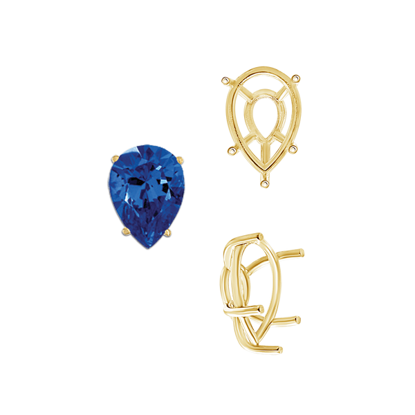 ITI NYC Five Prong Pear Shape Tapered Base Wire Basket Settings in 14K Gold (5.00 x 3.00 mm - 19.00 x 13.00 mm)