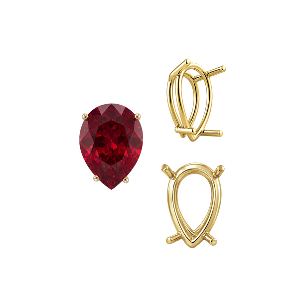 ITI NYC Four Prong Pear Shape Wire Basket Settings in 14K Gold (4.25 x 2.50 mm - 20.00 x 12.00 mm)