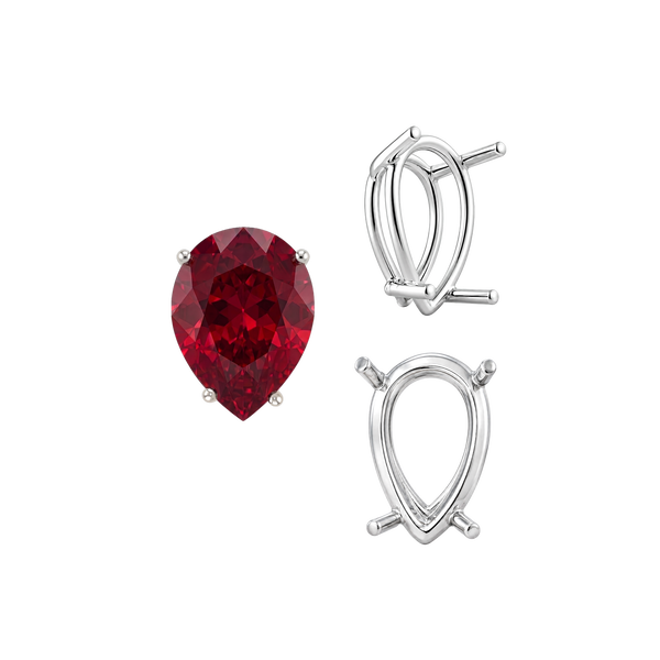 ITI NYC Four Prong Pear Shape Wire Basket Settings in Sterling Silver (4.25 x 2.50 mm - 20.00 x 12.00 mm)