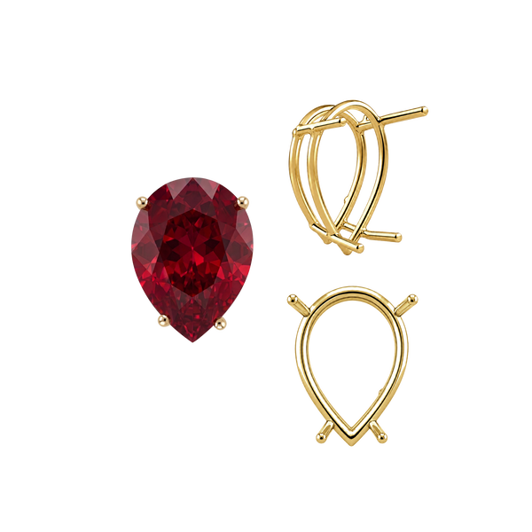 ITI NYC Four Prong Pear Shape Wire Basket Settings in 14K Gold (4.25 x 2.50 mm - 20.00 x 12.00 mm)