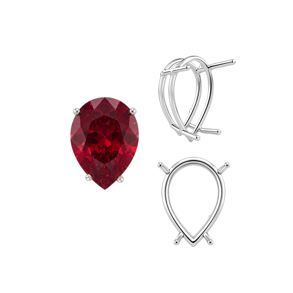 ITI NYC Four Prong Pear Shape Wire Basket Settings in Sterling Silver (4.25 x 2.50 mm - 20.00 x 12.00 mm)