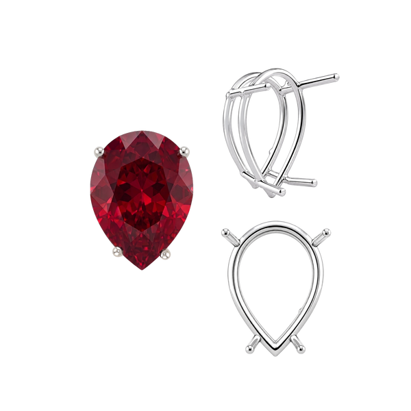 ITI NYC Four Prong Pear Shape Wire Basket Settings in Sterling Silver (4.25 x 2.50 mm - 20.00 x 12.00 mm)