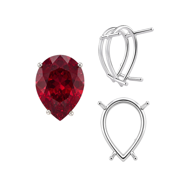 ITI NYC Four Prong Pear Shape Wire Basket Settings in Sterling Silver (4.25 x 2.50 mm - 20.00 x 12.00 mm)
