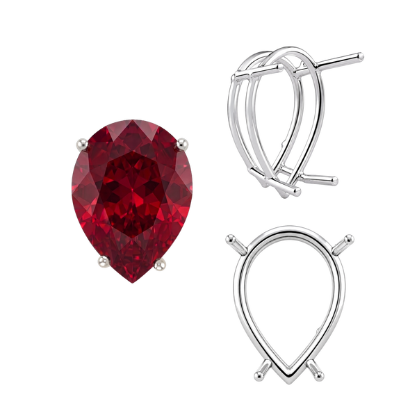 ITI NYC Four Prong Pear Shape Wire Basket Settings in Sterling Silver (4.25 x 2.50 mm - 20.00 x 12.00 mm)