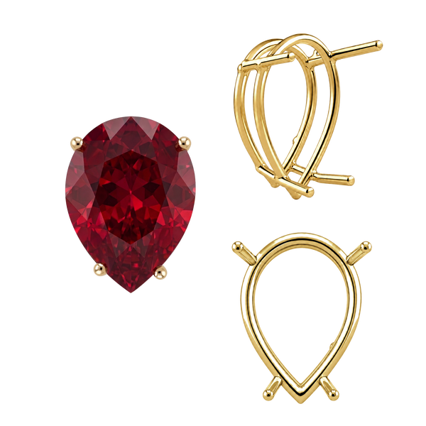 ITI NYC Four Prong Pear Shape Wire Basket Settings in 14K Gold (4.25 x 2.50 mm - 20.00 x 12.00 mm)