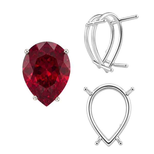 ITI NYC Four Prong Pear Shape Wire Basket Settings in Sterling Silver (4.25 x 2.50 mm - 20.00 x 12.00 mm)