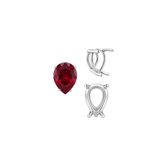 ITI NYC Four Prong Pear Shape Wire Basket Settings in Sterling Silver (4.25 x 2.50 mm - 20.00 x 12.00 mm)