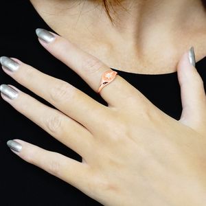 Oval Signet Ring with Starburst Etching in Sterling Silver