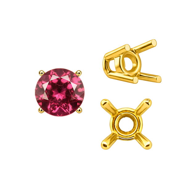 ITI NYC Four Prong Round Wire Basket Settings in 18K Gold (1.75 mm - 11.00 mm)