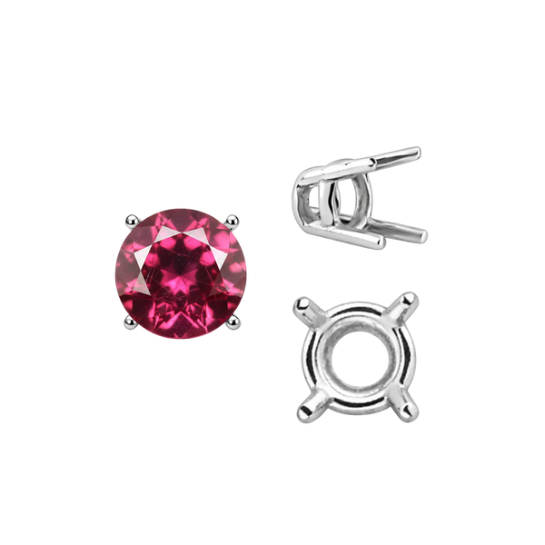 ITI NYC Four Prong Round Wire Basket Settings in Sterling Silver (1.75 mm - 11.00 mm)